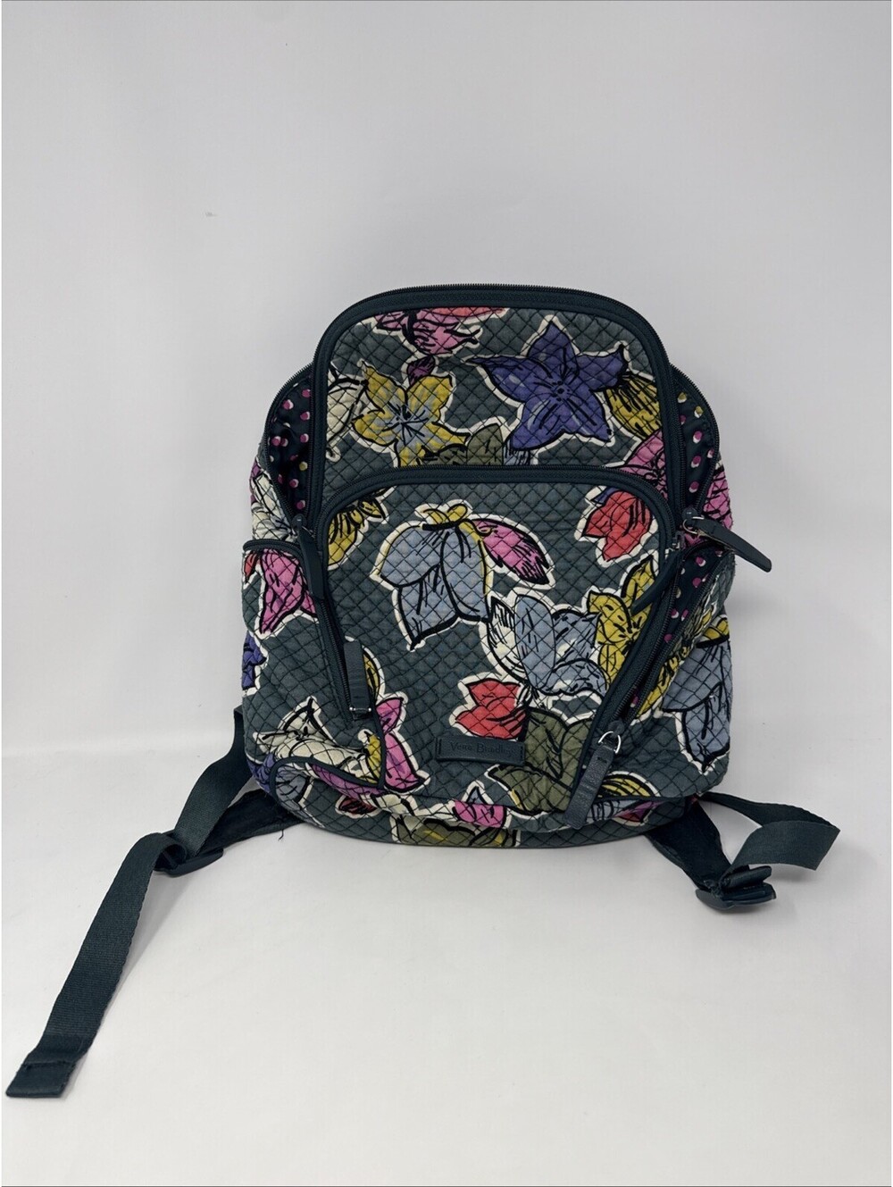 Vera Bradley Hadley Backpack Small Falling Flower Green Quilted Bag Travel
